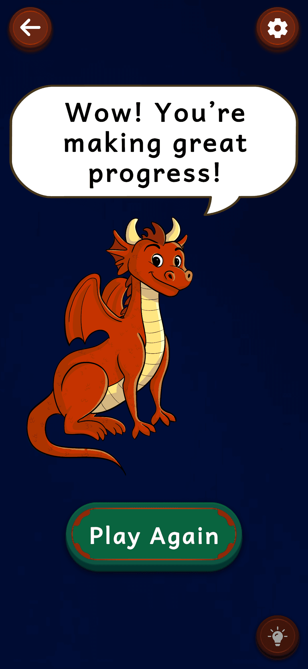 Congratulations - Success screen and encouragement